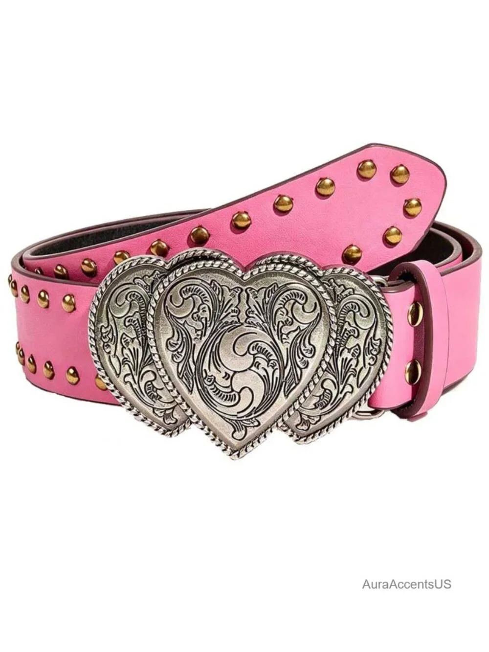 Faux Leather Western Waist Belt Heart Buckle Y2K Punk Cowgirl Belt